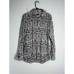 RAER Men’s Cotton Button Down Shirt Long Sleeve Floral Print Size M Made in Ital